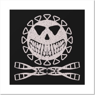 Virus and DNA Strands Virus Pirate Skull Posters and Art